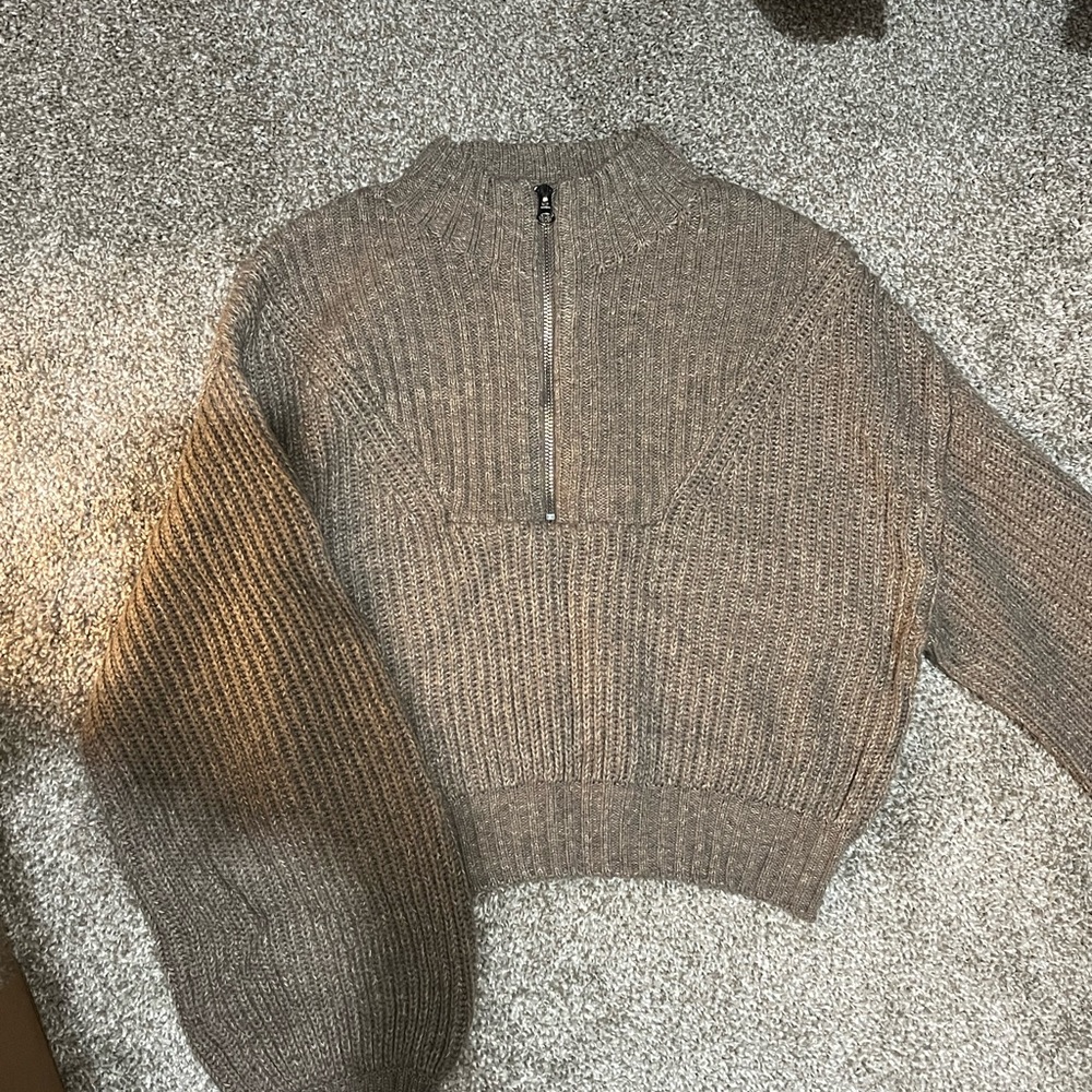 Sweater half zip brown small